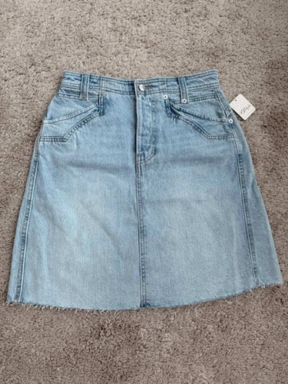 Free People We The Free Suzy Denim Midi Skirt NWT Size 27 Light Wash